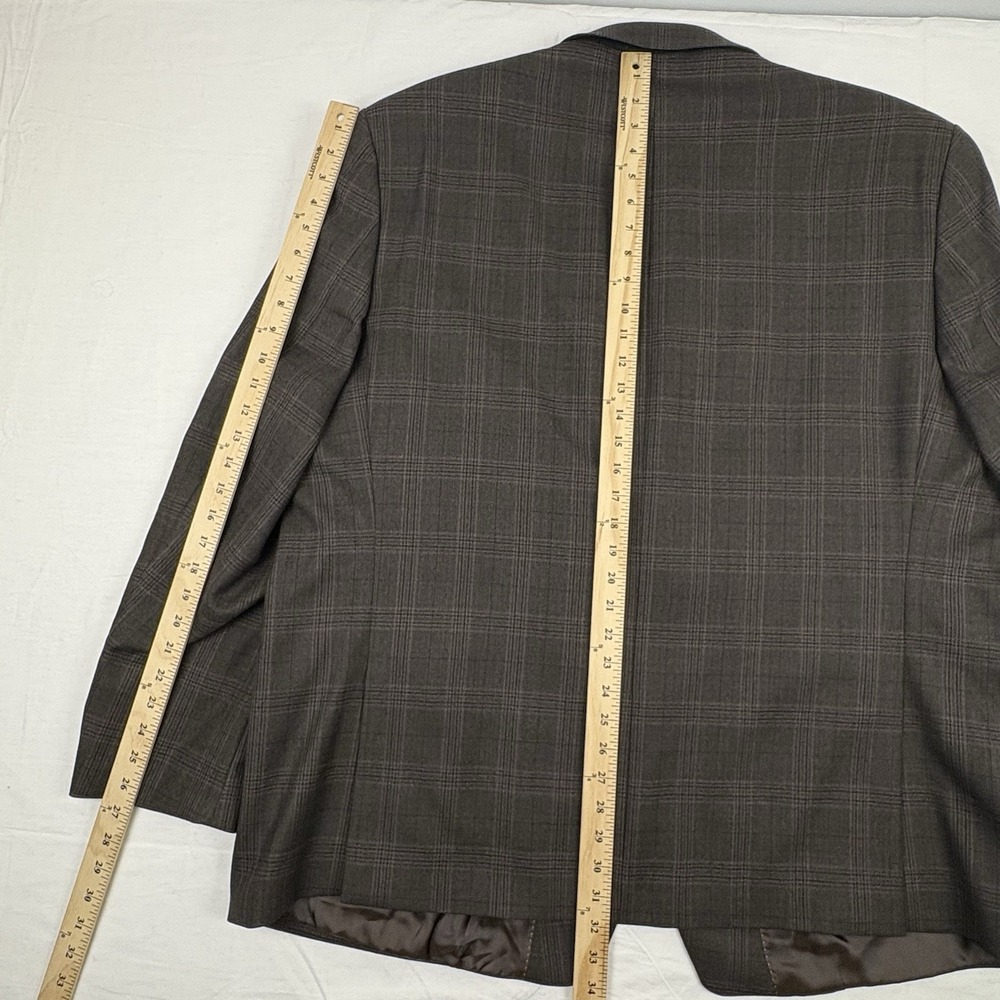 Joseph Abboud Glen Plaid Wool Blazer 54R Brown Purple Windowpane Sport Coat - Picture 13 of 13
